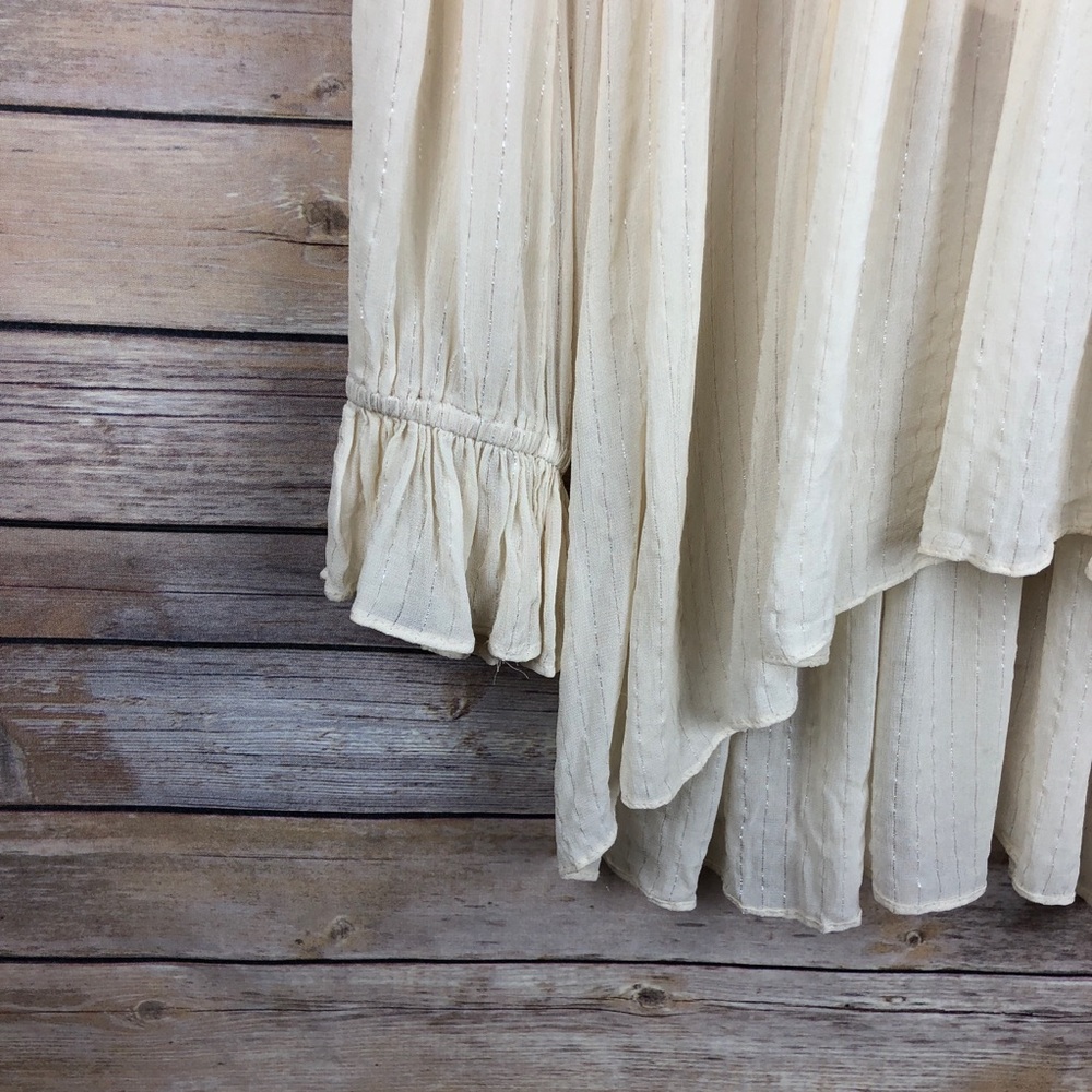 Anthropologie Maeve Wynn Metallic Stripe Boho Top - Picture 3 of 8